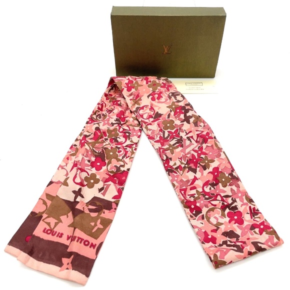 LOUIS VUITTON - Ribbon Bandeau Arty Pink Scarf R1.108 - Picture 1 of 3